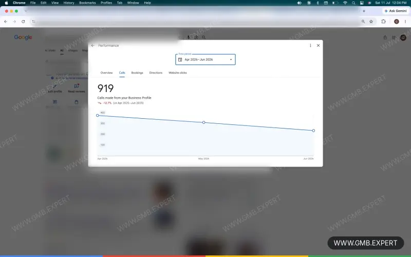 GMB Expert client result 3: increased calls and profile views on Google Maps