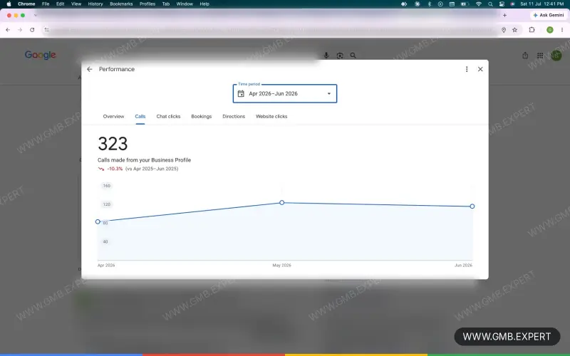 GMB Expert client result 13: increased calls and profile views on Google Maps