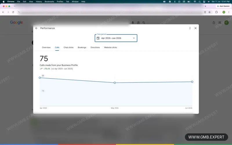 GMB Expert client result 14: increased calls and profile views on Google Maps
